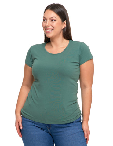 Koszulki i topy - T-shirt damski z okrągłym dekoltem plus size KHAKI - produkt 1