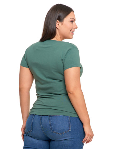 Koszulki i topy - T-shirt damski z okrągłym dekoltem plus size KHAKI - produkt 2