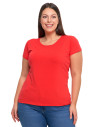 T-shirt damski z okrągłym dekoltem plus size MALINOWY