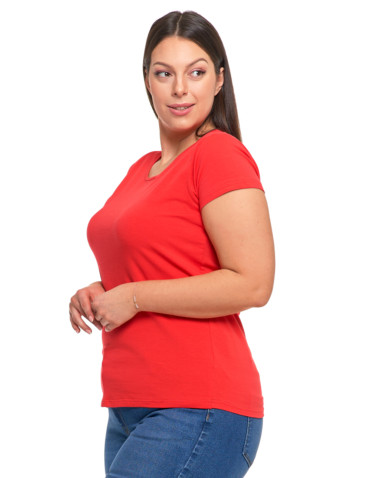 Koszulki i topy - T-shirt damski z okrągłym dekoltem plus size MALINOWY - produkt 3