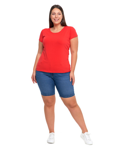 Koszulki i topy - T-shirt damski z okrągłym dekoltem plus size MALINOWY - produkt 4