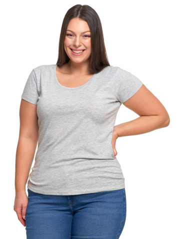 Koszulki i topy - T-shirt damski z okrągłym dekoltem plus size JASNY SZARY - produkt 1
