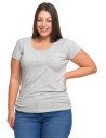 T-shirt damski z okrągłym dekoltem plus size JASNY SZARY