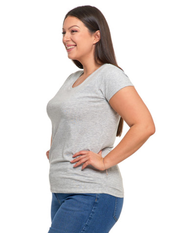 Koszulki i topy - T-shirt damski z okrągłym dekoltem plus size JASNY SZARY - produkt 3