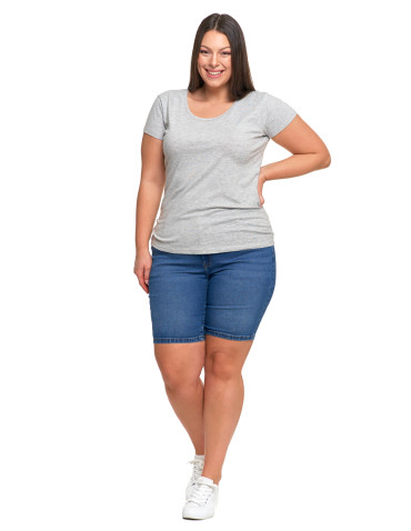 Koszulki i topy - T-shirt damski z okrągłym dekoltem plus size JASNY SZARY - produkt 4