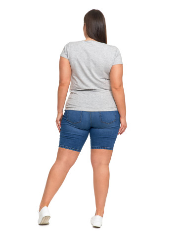 Koszulki i topy - T-shirt damski z okrągłym dekoltem plus size JASNY SZARY - produkt 6