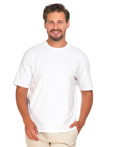 Koszulki, topy, koszule - T-shirt męski oversize bawełna Premium koszulka bez wzoru BIAŁY - produkt 1