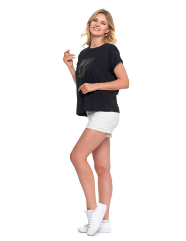 Koszulki i topy - Czarna koszulka damska bawełniana T-shirt z nadrukiem CZARNY - produkt 8