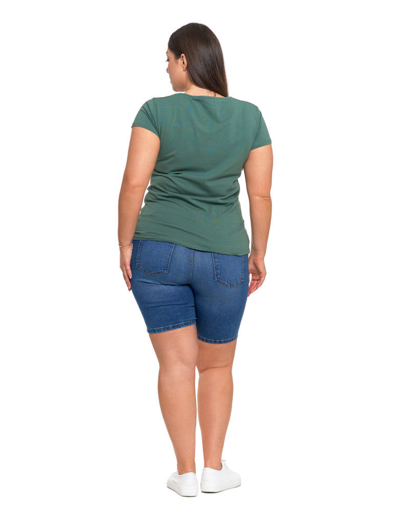 Koszulki i topy - T-shirt damski bawełniany z dekoltem V Plus Size KHAKI - produkt moraj.pl 6