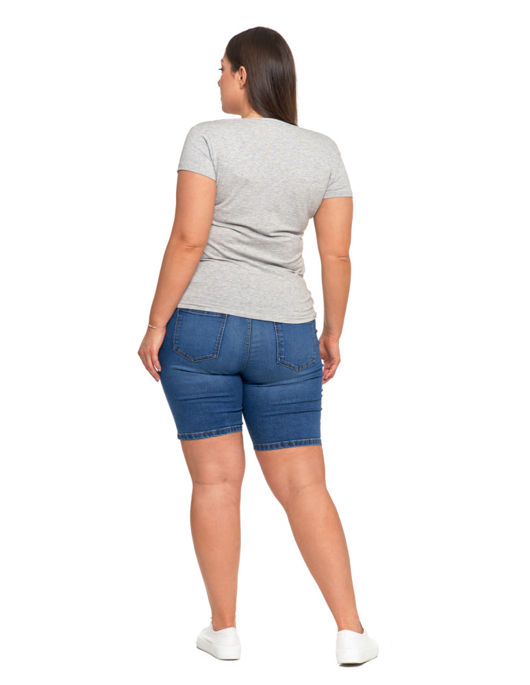 Koszulki i topy - T-shirt damski bawełniany z dekoltem V Plus Size JASNY SZARY - produkt moraj.pl 6