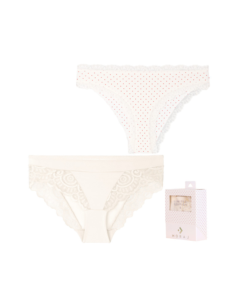 Figi - Majtki figi damskie bikini wykończone koronką 2-pak WIELOKOLOROWY - produkt moraj.pl 1