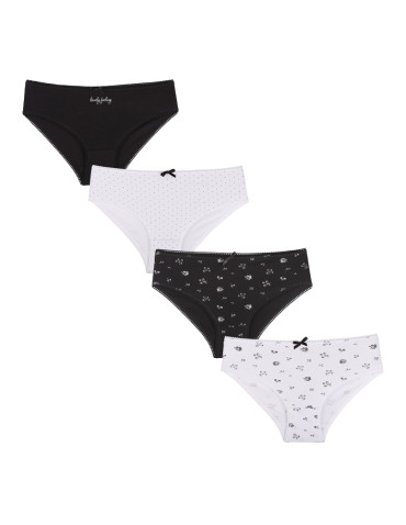 Figi - Figi damskie bikini bawełniane w drobne wzory 4-pak WIELOKOLOROWY - produkt 1