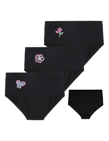 Figi - Majtki figi damskie z wysokim stanem Plus Size 3-pak CZARNY - produkt 1