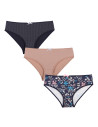 Figi damskie bawełniane bikini klasyczny krój 3-pak WIELOKOLOROWY