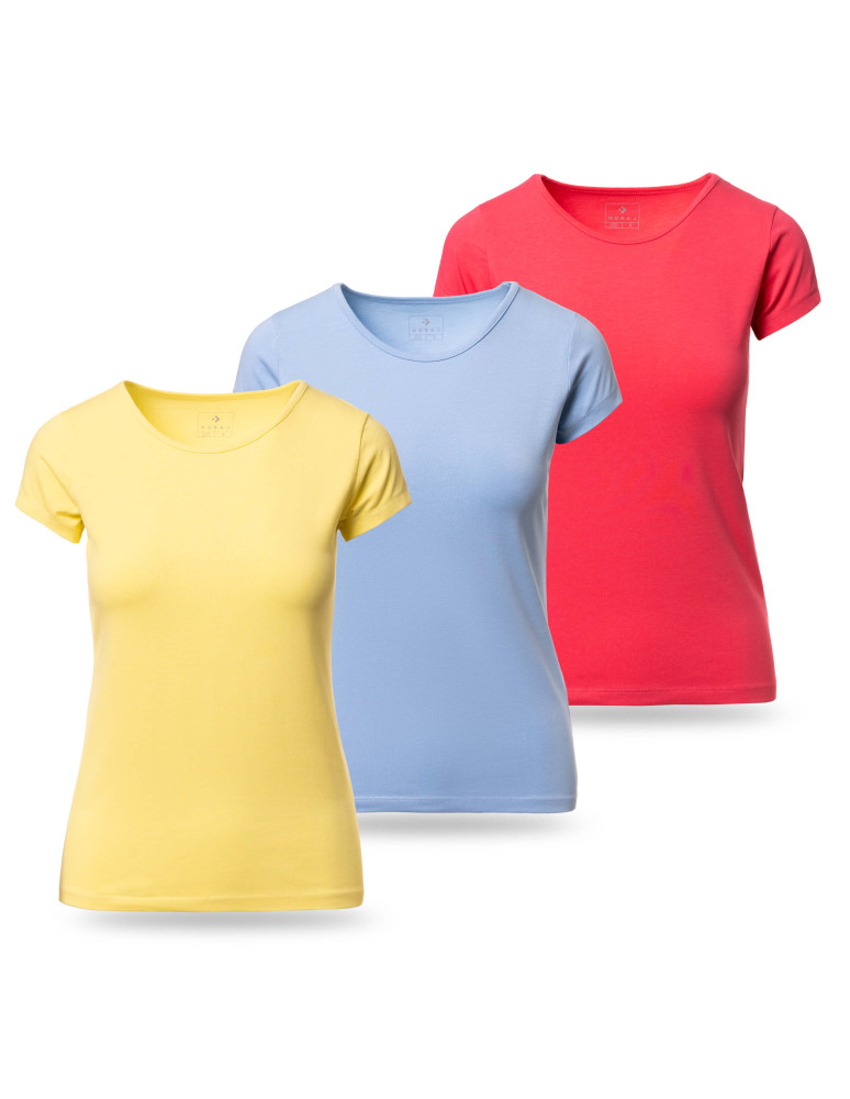 Koszulki i topy - Koszulka damska T-shirt bawełniana z okrągłym dekoltem 3-pak WZÓR 1 - produkt moraj.pl 1