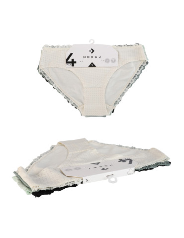 Figi - Majtki damskie figi bikini w kropki wykończone koronką 4-pak WIELOKOLOROWY - produkt 7