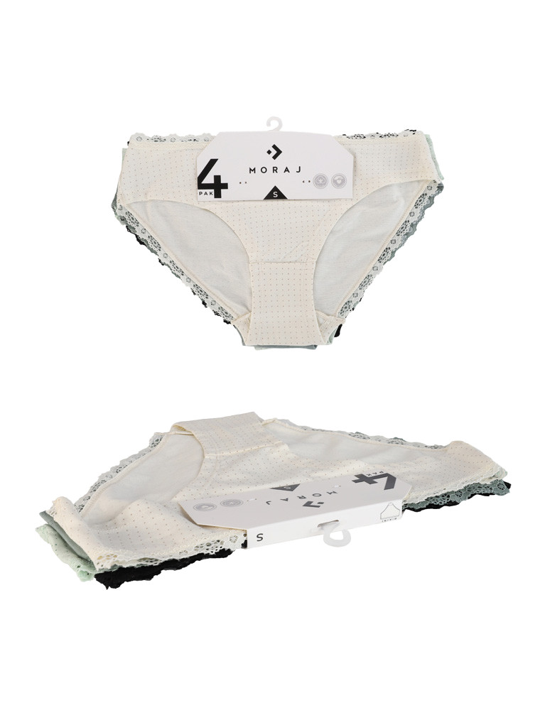 Figi - Majtki damskie figi bikini w kropki wykończone koronką 4-pak WIELOKOLOROWY - produkt moraj.pl 7