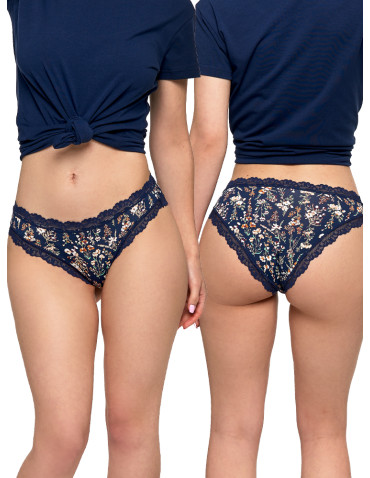Figi - Majtki figi damskie z koronką eleganckie 2-pak WIELOKOLOROWY - produkt 2