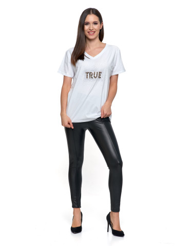 Koszulki i topy - T-shirt damski z cyrkoniami glamour BIAŁY - produkt 2