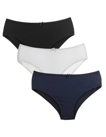 Figi - Majtki figi bikini damskie bawełniane klasyczne 3-pak WIELOKOLOROWY - produkt 7