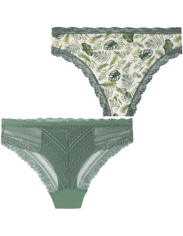 Figi - Majtki figi damskie eleganckie koronkowe wykończenie 2-pak WIELOKOLOROWY - produkt 3