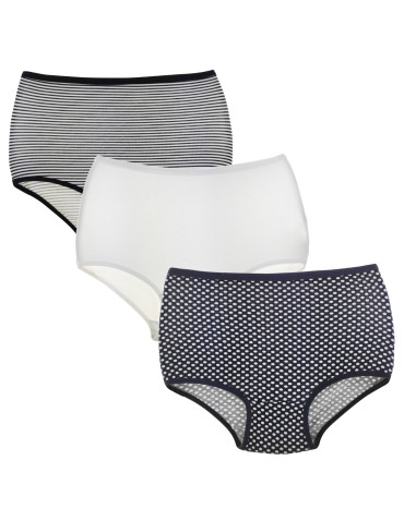 Figi - Majtki figi damskie o kroju maxi bikini w paski 3-pak WIELOKOLOROWY - produkt 1