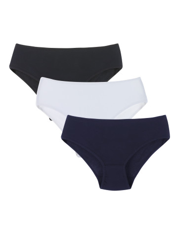 Figi - Majtki figi bikini damskie bawełniane 3-pak WIELOKOLOROWY - produkt 1