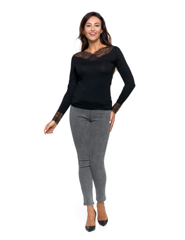 Spodnie - Spodnie jeansy damskie typu skinny elastyczne NIEBIESKI - produkt 1