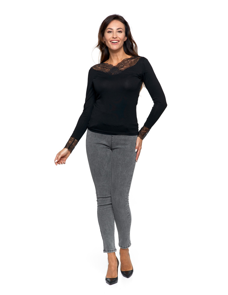 Spodnie - Spodnie jeansy damskie typu skinny elastyczne NIEBIESKI - produkt moraj.pl 1