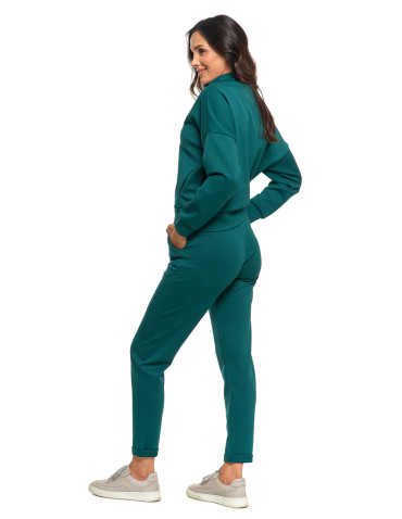 Bluzy - Bluza damska rozpinana ze stójką CIEMNY ZIELONY - produkt 8