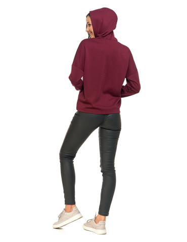 Bluzy - Luźna damska bluza z kapturem ze złotym zdobieniem FIOLETOWY - produkt 9