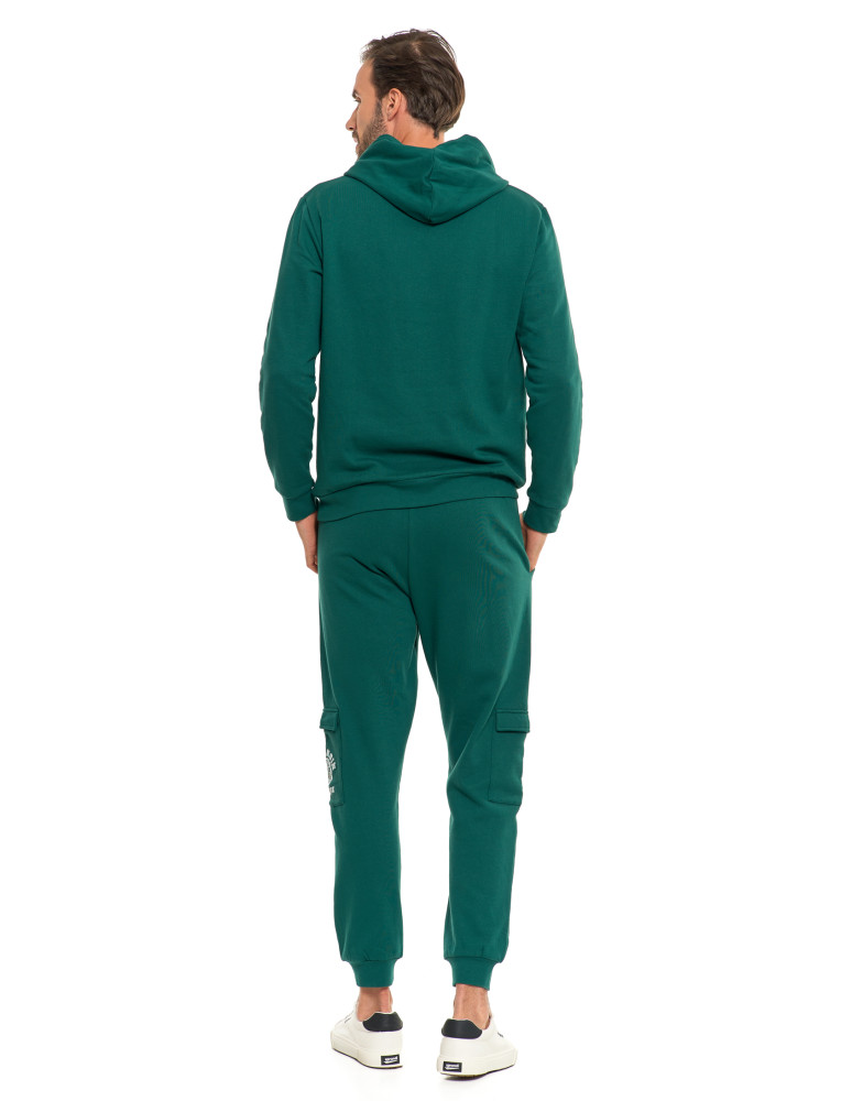 Bluzy - Męska bluza dresowa z kapturem i nadrukiem ZIELONY - produkt moraj.pl 4