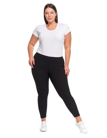 Legginsy - Legginsy damskie w prążek z wysokim stanem CZARNY - produkt 3