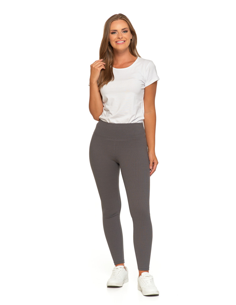 Legginsy - Legginsy damskie w prążek z wysokim stanem SZARY - produkt moraj.pl 1