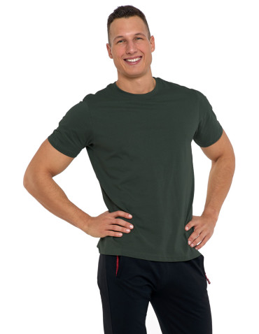 Koszulki, topy, koszule - Koszulka męska bawełniana T-shirt CIEMNY KHAKI - produkt 1