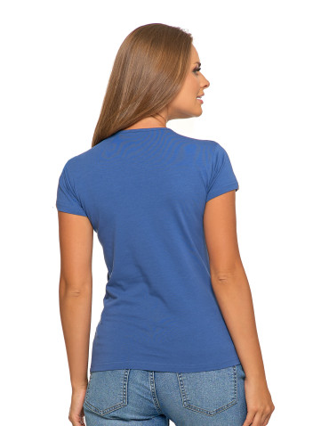 Koszulki i topy - T-shirt damski bawełniany z krótkim rękawkiem jednokolorowy JEANS - produkt 3