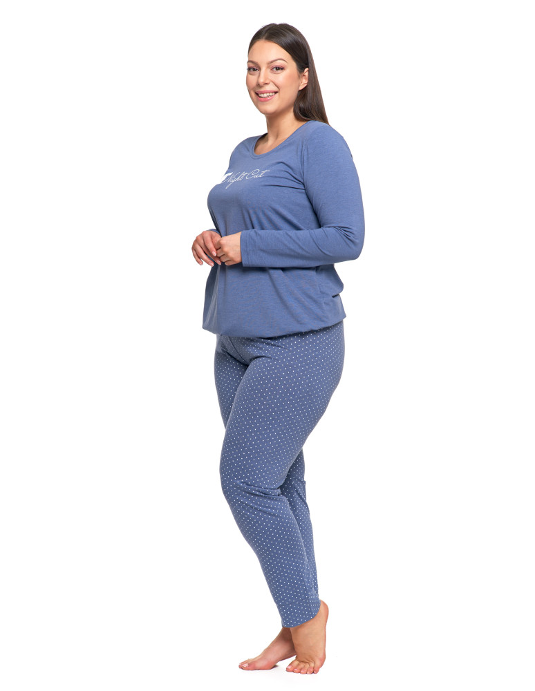 Długi rękaw - Damska piżama Plus Size z długim rękawem i wiązaną bluzką JEANS - produkt moraj.pl 3