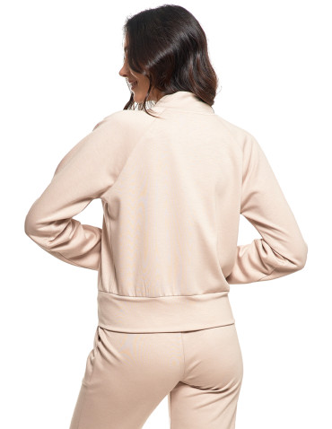 Bluzy - Damska bluza rozpinana ze stójką KREMOWY - produkt 2