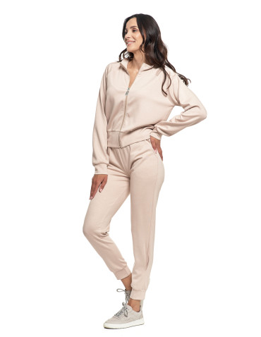 Bluzy - Damska bluza rozpinana ze stójką KREMOWY - produkt 4