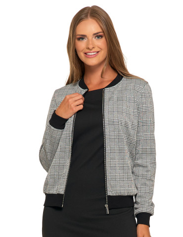 Bluzy - Bluza damska bomberka na zamek wzór w kratkę z kieszeniami WZÓR 1 - produkt 5