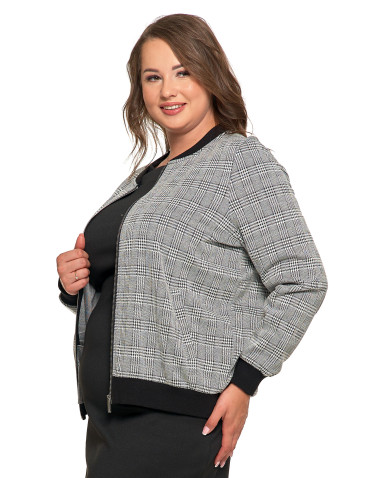 Bluzy - Bluza damska bomberka na zamek wzór w kratkę z kieszeniami WZÓR 1 - produkt 11