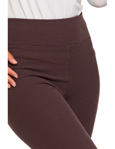 Legginsy - Damskie legginsy z wysokim stanem i prążkowaną strukturą BRĄZOWY - produkt 3