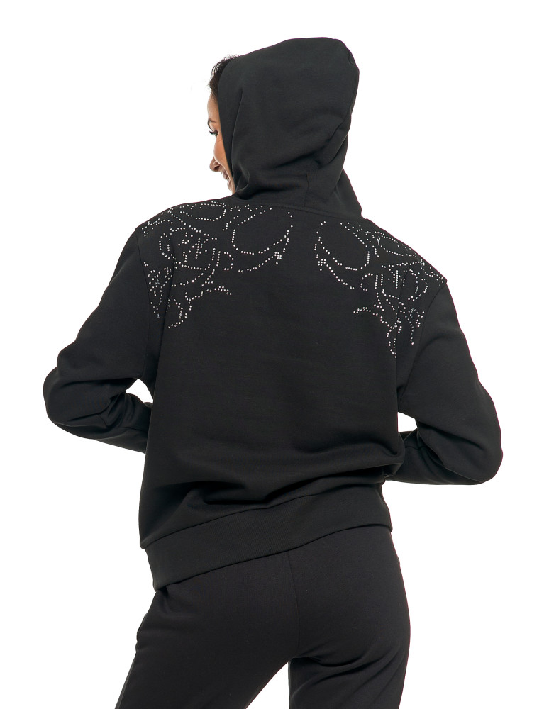 Bluzy - Bluza unisex z kapturem i cyrkoniami ocieplana CZARNY - produkt moraj.pl 9