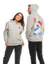 Bluza unisex z kapturem z japońskim motywem fali SZARY