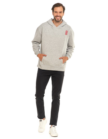 Bluzy - Bluza unisex z kapturem z japońskim motywem fali SZARY - produkt 12