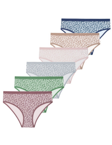 Figi - Damskie majtki figi mini bikini w panterkę 6-pak WIELOKOLOROWY - produkt 1