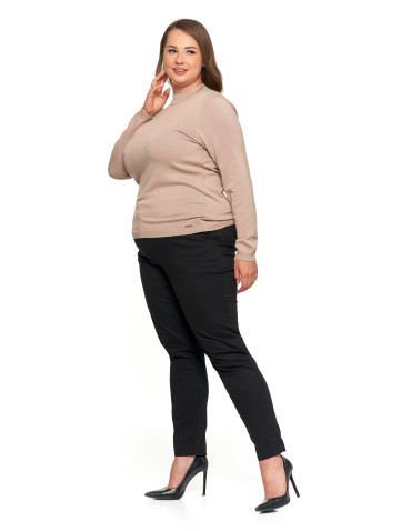 T-shirty i podkoszulki - Damski sweter półgolf z długim rękawem z wiskozą BEŻOWY - produkt 6
