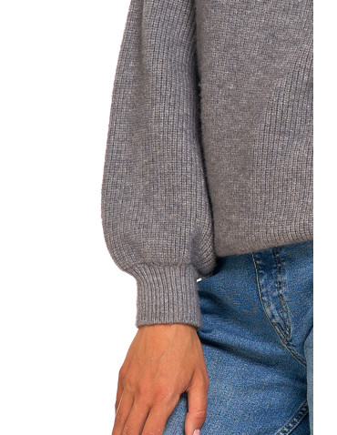 Swetry - Sweter damski z miękkiej dzianiny o luźnym kroju SZARY - produkt 3