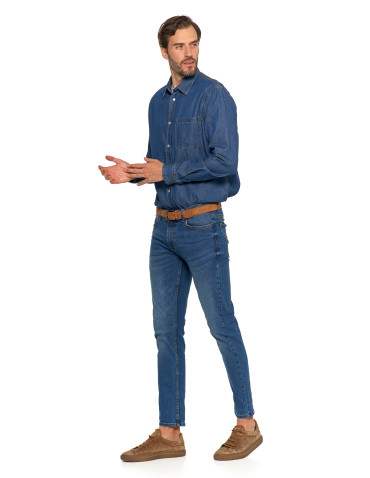 Koszulki, topy, koszule - Klasyczna męska koszula jeansowa JEANS - produkt 3