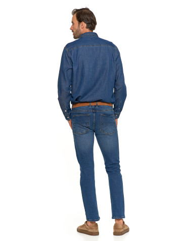 Koszulki, topy, koszule - Klasyczna męska koszula jeansowa JEANS - produkt 5